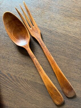 BARIBOCRAFT - Handcrafted Wooden Salad Server Set